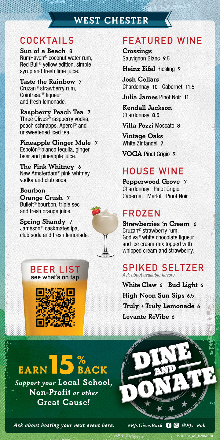 P.J. Whelihan\'s Cocktail Specials - Every Day of the Week - Ask your server